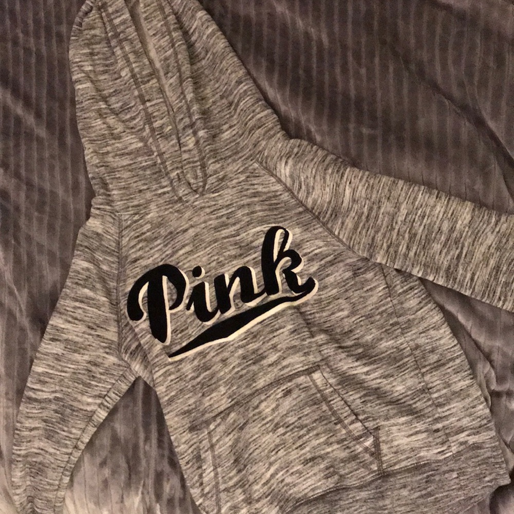 grey and white hoodie
